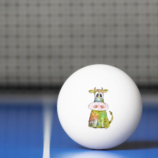 Cute Whimsical Colourful Cow Ping Pong Ball (Net)