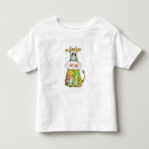 Cute Whimsical Colourful Cow Toddler T-Shirt