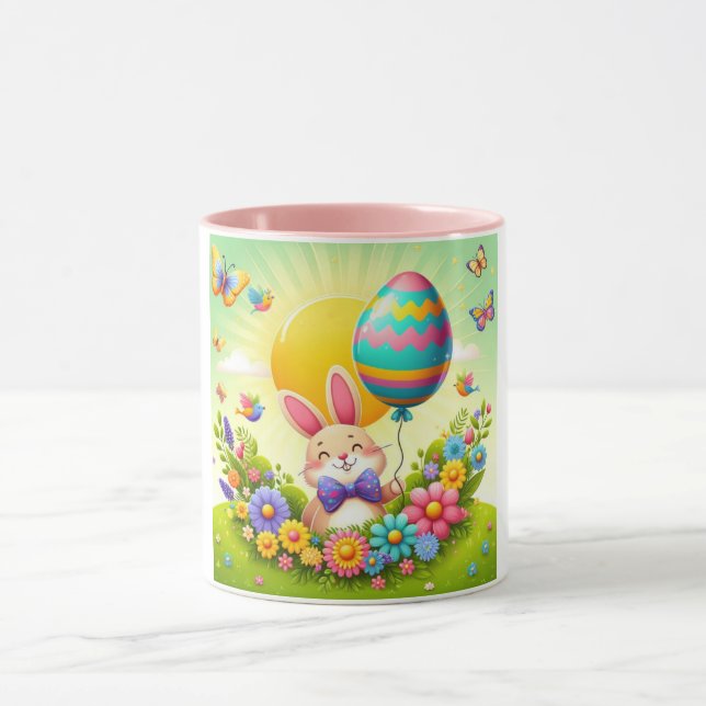 Cute, whimsical & colourful Easter bunny Mug (Center)