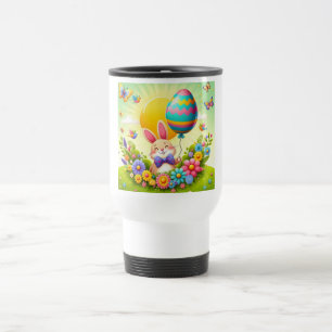 Cute, whimsical & colourful Easter bunny Travel Mug