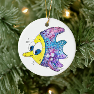 Cute Whimsical Colourful Fish Ceramic Tree Decoration