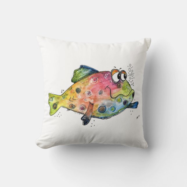 Cute Whimsical Colourful Fish Cushion (Front)