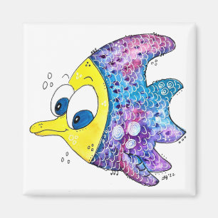 Cute Whimsical Colourful Fish Magnet