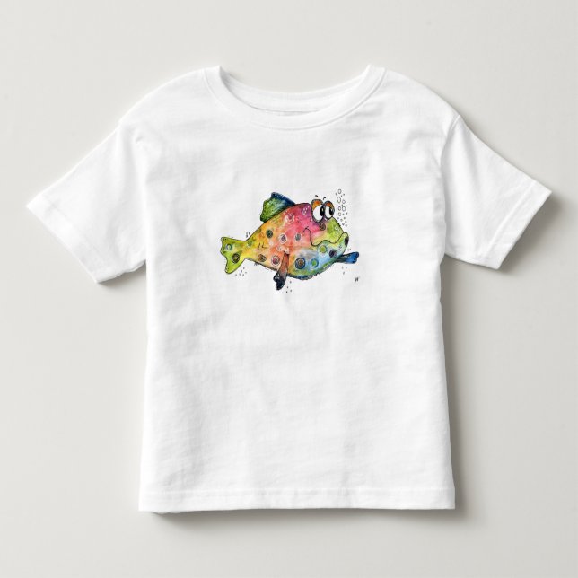 Cute Whimsical Colourful Fish T-Shirt (Front)