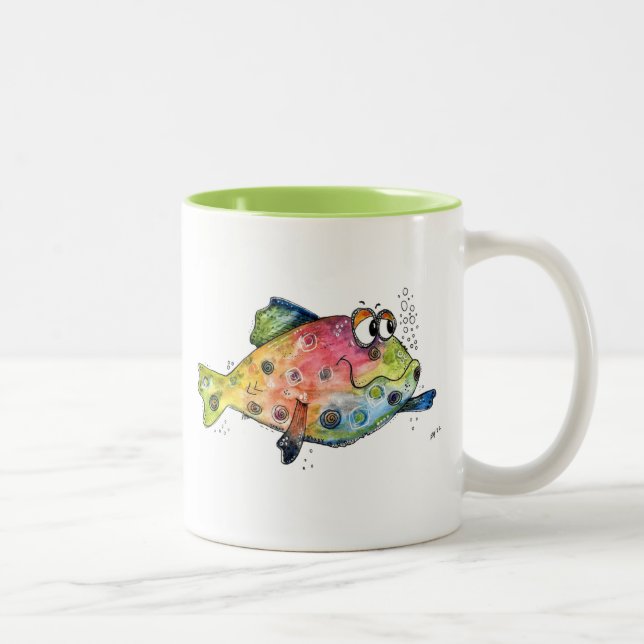 Cute Whimsical Colourful Fish Two-Tone Coffee Mug (Right)