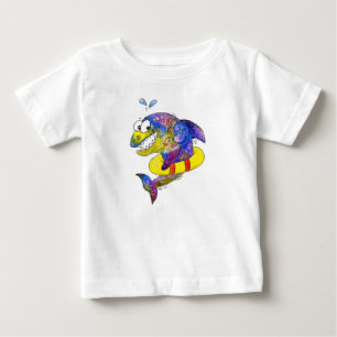Cute Whimsical Colourful Shark in Float Baby T-Shirt