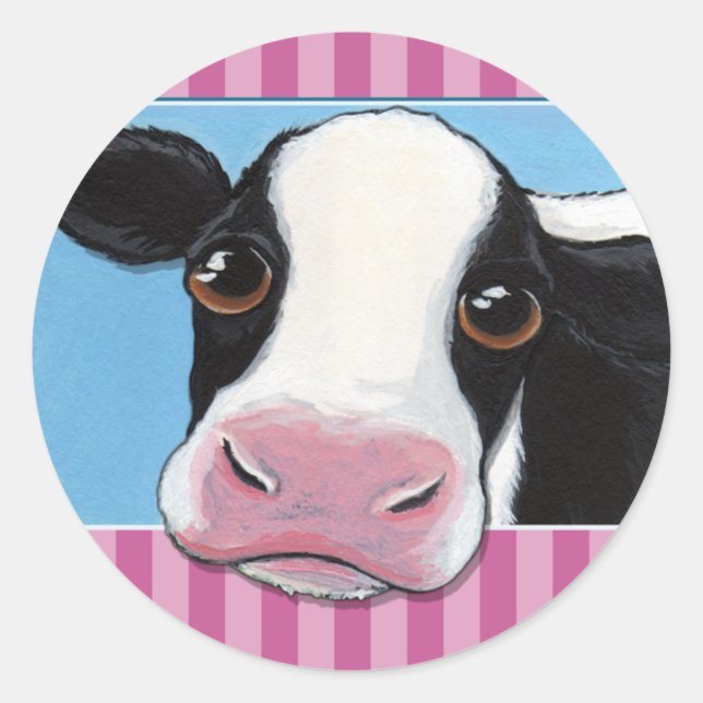 Cute Whimsical Cow Stickers / Envelope Seals (Front)