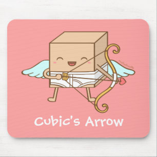 Cute Whimsical Cubic Cupid Arrow Funny Pun Mouse Mat