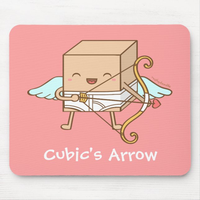 Cute Whimsical Cubic Cupid Arrow Funny Pun Mouse Mat (Front)