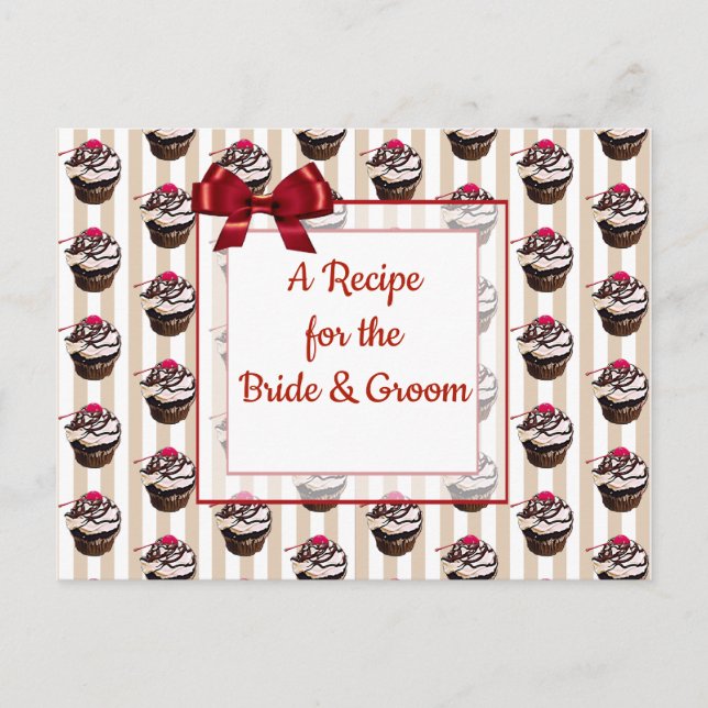 Cute Whimsical Cupcake Wedding Recipe Card (Front)