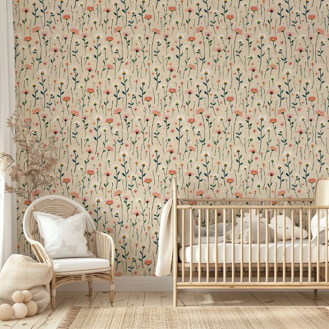 Cute Whimsical Daisy Wildflower Baby Girl Nursery Wallpaper (Creator Uploaded)