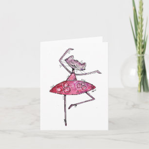 Cute Whimsical Dancing Cat  Card