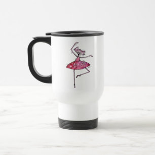 Cute Whimsical Dancing Cat Travel Mug