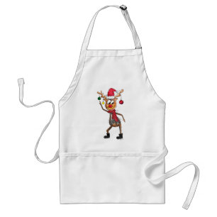 Cute Whimsical Dancing Christmas Deer Standard Apron