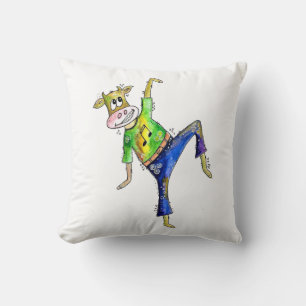Cute Whimsical Dancing Cow Cushion
