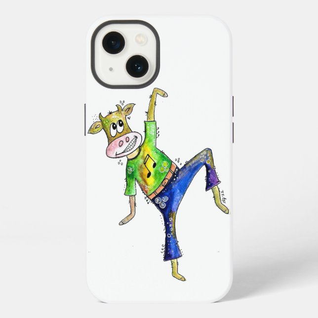 Cute Whimsical Dancing Cow iPhone Case (Back)