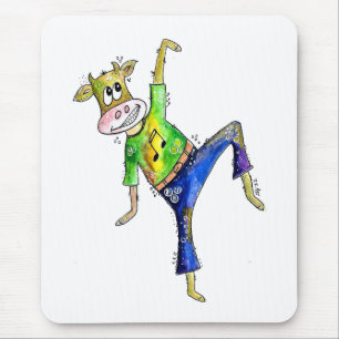 Cute Whimsical Dancing Cow Mouse Mat