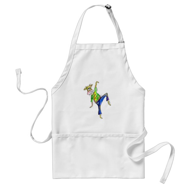Cute Whimsical Dancing Cow Standard Apron (Front)