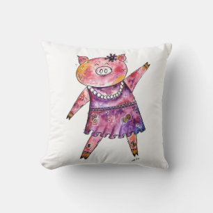 Cute Whimsical Dancing Pig Cushion