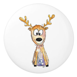 Cute Whimsical Deer Ceramic Knob