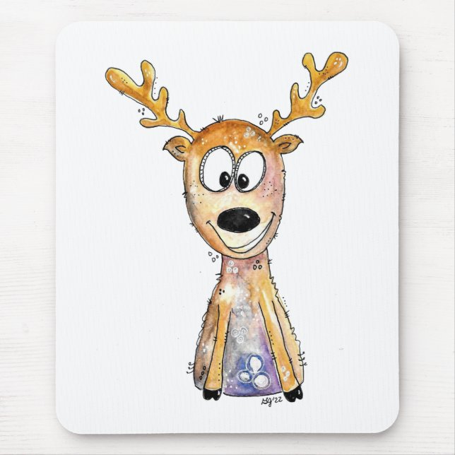 Cute Whimsical Deer Mouse Mat (Front)