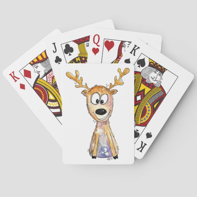 Cute Whimsical Deer Playing Cards (Back)