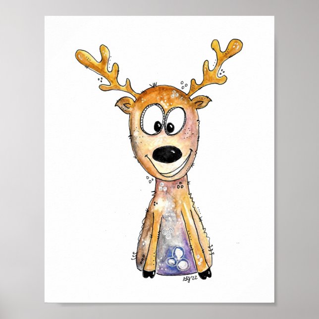 Cute Whimsical Deer Poster (Front)