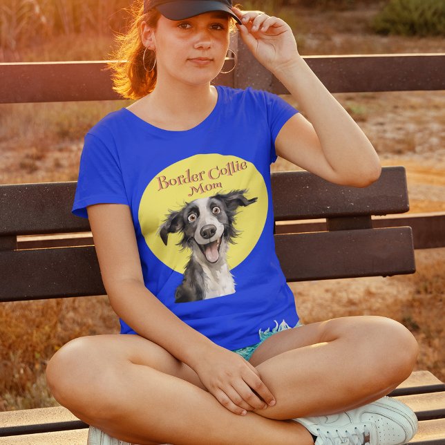 Cute Whimsical Dog Border Collie Mum T-Shirt (Creator Uploaded)