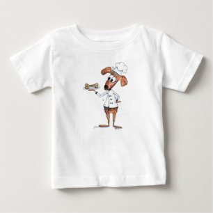 Cute Whimsical Dog Chef Baby T-Shirt