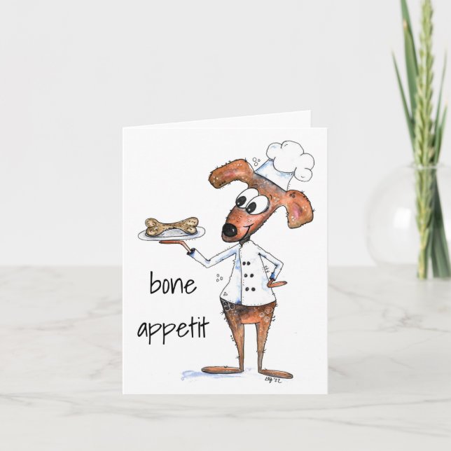 Cute Whimsical Dog Chef Card (Front)