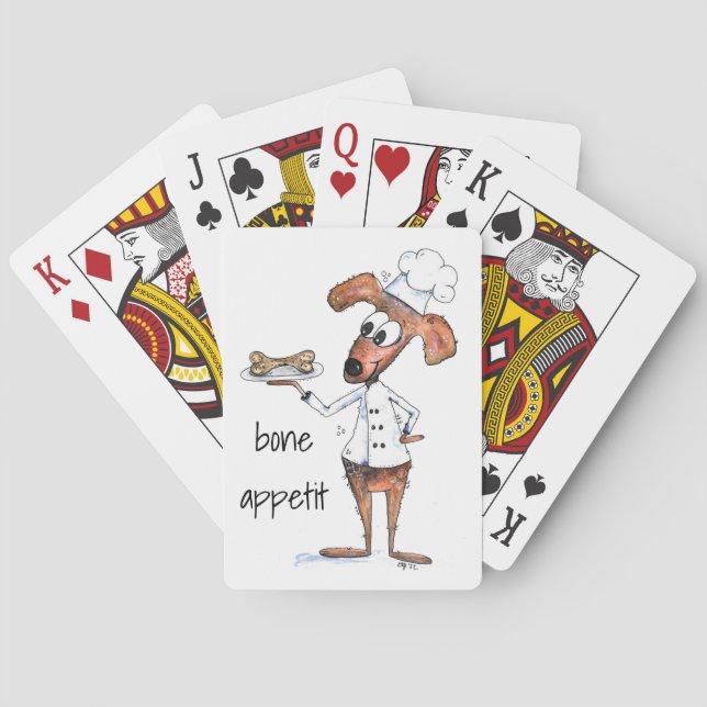 Cute Whimsical Dog Chef Playing Cards (Back)