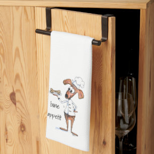 Cute Whimsical Dog Chef Tea Towel