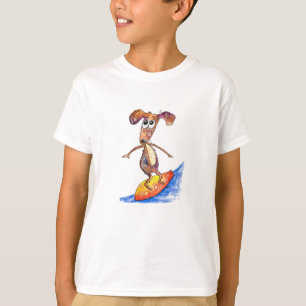 Cute Whimsical Dog on Surfboard T-Shirt