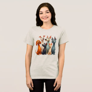 Cute Whimsical dogs Tri-Blend Shirt