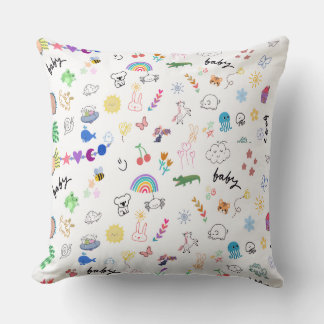 Cute whimsical Doodle Decorative kid throw Pillow