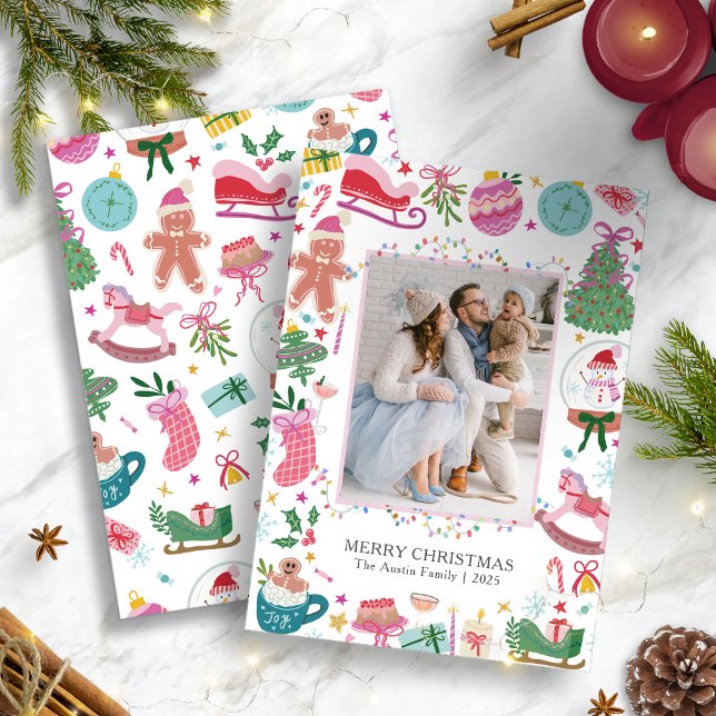 Cute Whimsical Doodles Christmas Holiday Card (Cute Whimsical Doodles Christmas Holiday Photo Card by Painted Paperie)