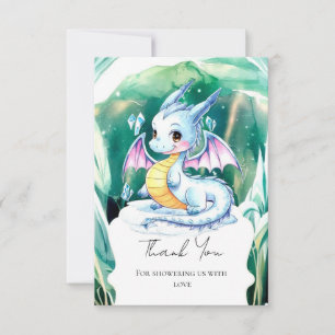 Cute Whimsical Dragon Baby Shower Thank You Card
