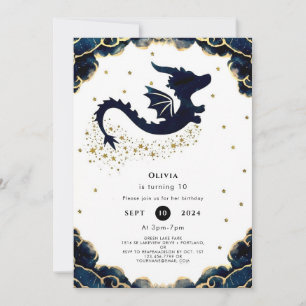 Cute Whimsical Dragon Birthday Invitation