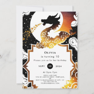 Cute Whimsical Dragon Birthday Invitation