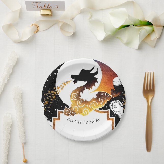 Cute Whimsical Dragon Birthday Paper Plate (Wedding)
