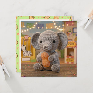Cute Whimsical Elephant at the Zoo Blank Card