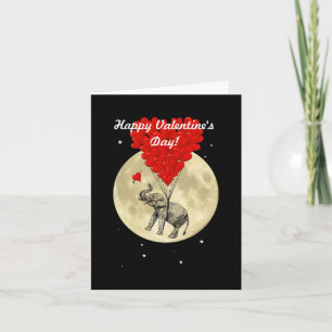 Cute whimsical elephant Valentines Day Holiday Card