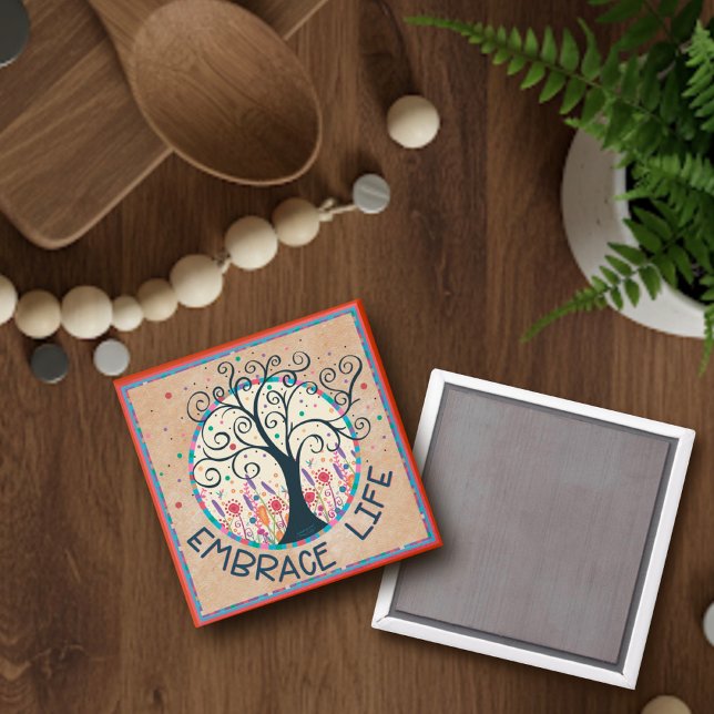 Cute Whimsical Embrace Life Tree Inspirivity Magnet (Creator Uploaded)
