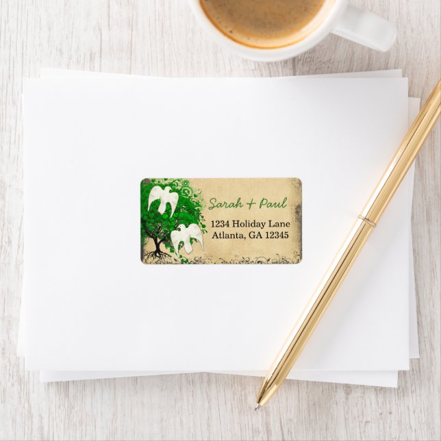 Cute Whimsical Emerald Green Heart Leafed Tree Label (Insitu)