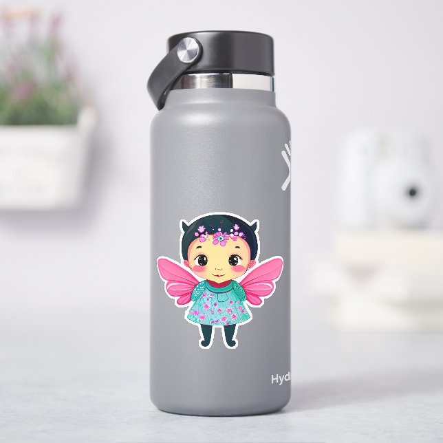 Cute whimsical fairy cartoon sticker (HydroFlask)