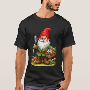 Cute Whimsical Fairytale Garden Gnome Illustration T-Shirt