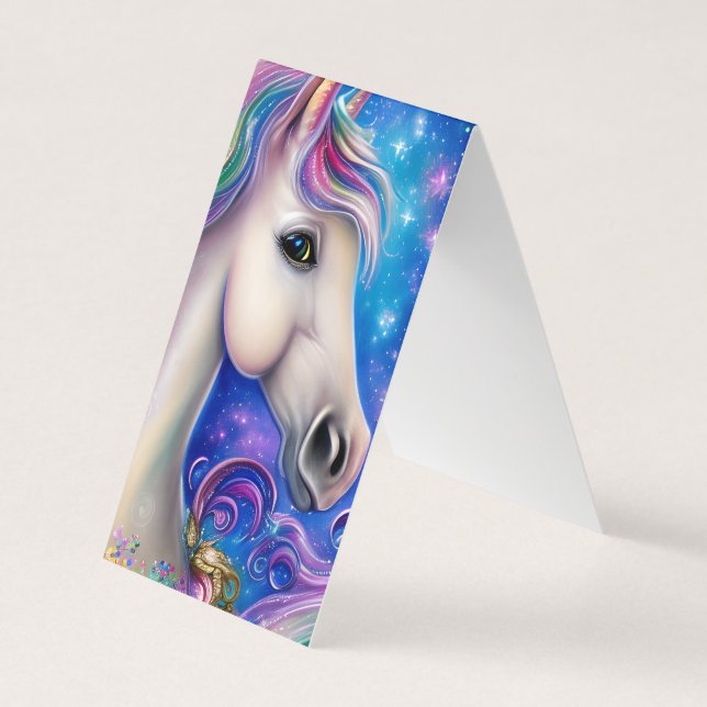 Cute Whimsical Fairytale Unicorn Horse Business Card (Front)