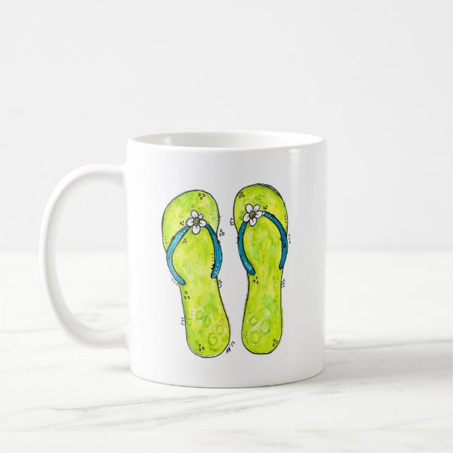 Cute Whimsical Flip Flops Coffee Mug (Left)
