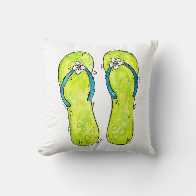 Cute Whimsical Flip Flops Cushion (Front)