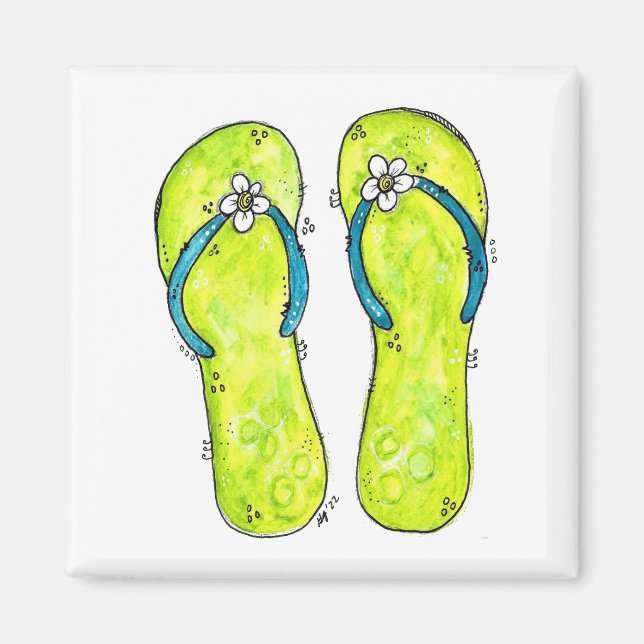 Cute Whimsical Flip Flops Magnet (Front)